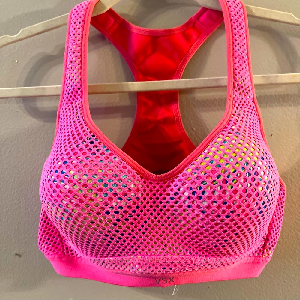 Victorias Secret Sport Bra  mesh pink raceback 36C A2